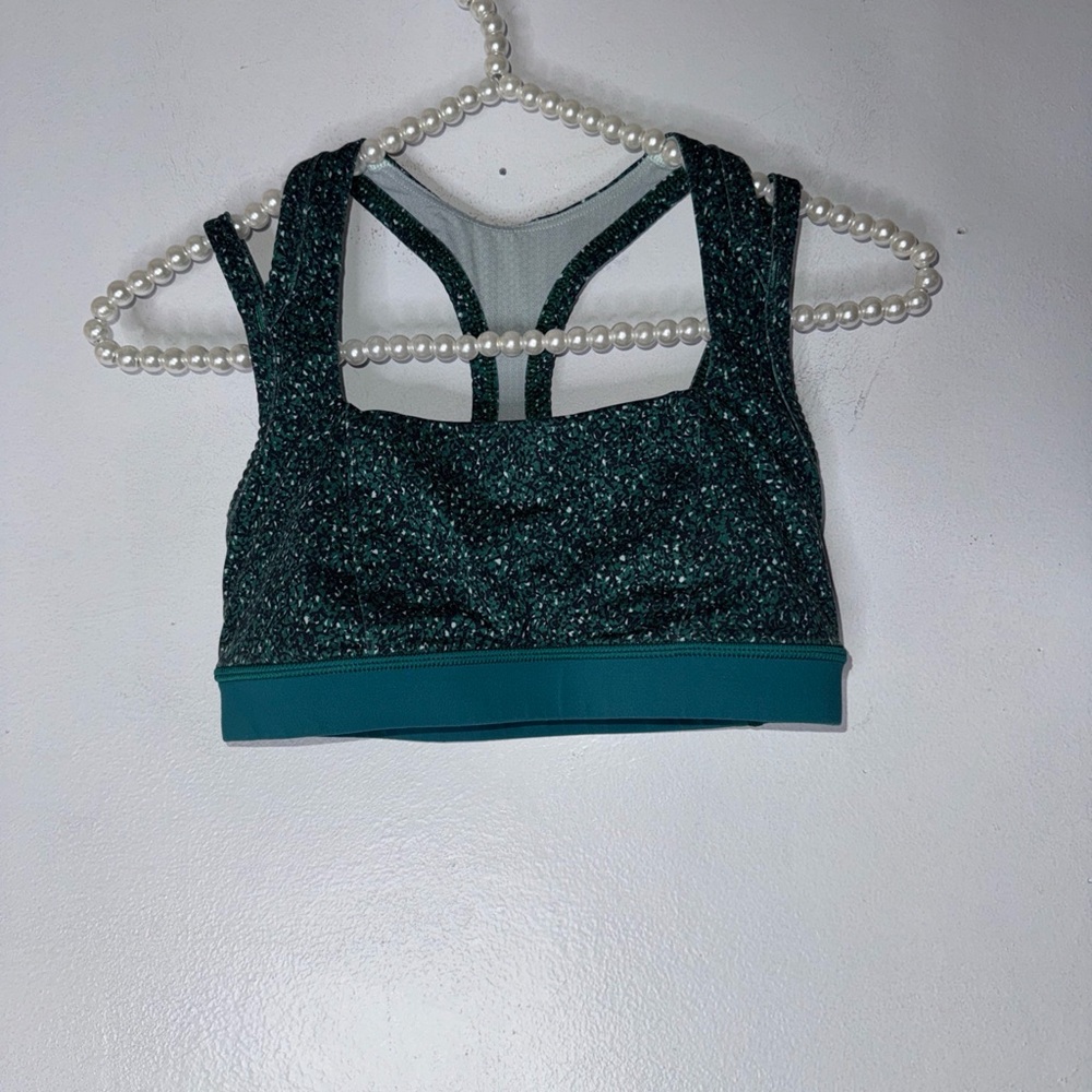 Lululemon Splendour Sport Bra‎ Flashback Static Seamist Forage Teal Green Size 4